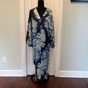 Zara Navy and Light Blue Long Sleeve Dress